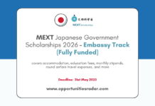 MEXT Japan Government Scholarships 2026
