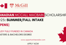 Canadian McCall MacBain Scholarships 2025