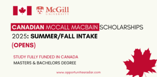 Canadian McCall MacBain Scholarships 2025