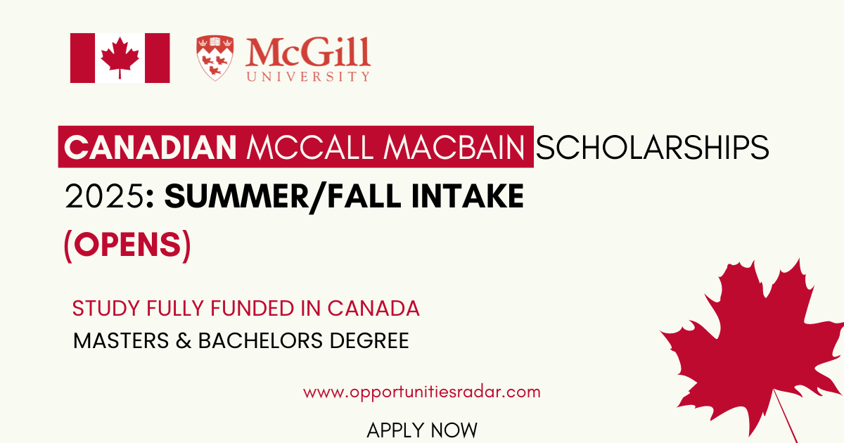Canadian McCall MacBain Scholarships 2025