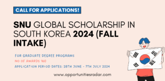 SNU Global Scholarship in South Korea 2024