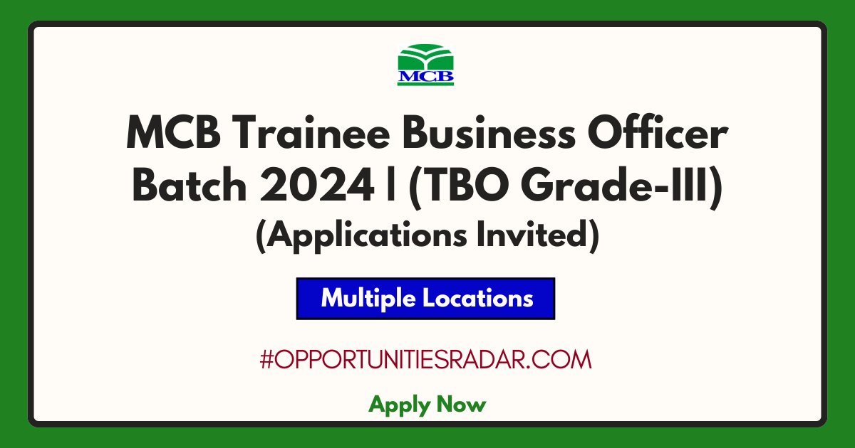 MCB Trainee Business Officer Batch 2024