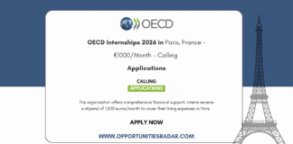OECD Internships 2026 in Paris
