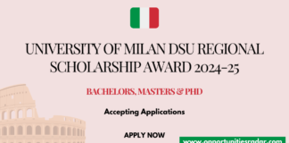 University of Milan DSU Regional Scholarship Award 2024