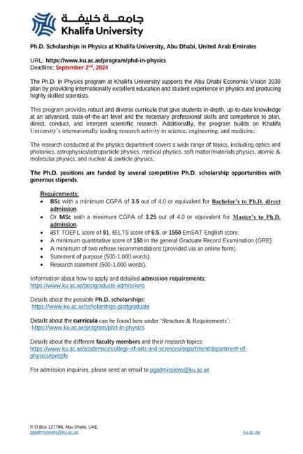 KU PhD Scholarship Advertisement