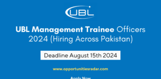 UBL Management Trainee Officers 2024