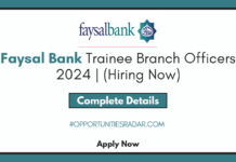 Faysal Bank Trainee Branch Officers 2024