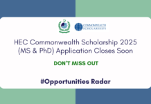 HEC Commonwealth Scholarship 2025