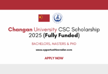 Changan University CSC Scholarship 2025