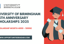 University of Birmingham 125th Anniversary Scholarships 2025