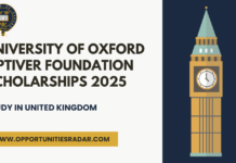 University of Oxford Optiver Foundation Scholarships 2025