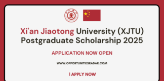 Xi'an Jiaotong University (XJTU) Postgraduate Scholarship 2025