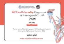 IMF Fund Internship Programme 2026 at Washington DC, USA IMF Fund Internship Programme 2026