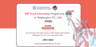 IMF Fund Internship Programme 2026