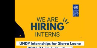 UNDP Internships for Sierra Leone 2025