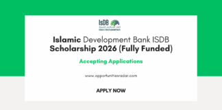 Islamic Development Bank ISDB Scholarship 2025-26