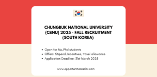 Chungbuk National University 2025-Fall Recruitment