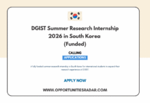 DGIST Summer Research Internship 2026 in South Korea (Funded) DGIST Summer Research Internship 2026