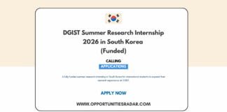 DGIST Summer Research Internship 2026