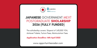 Japanese Government MEXT Scholarship 2026