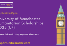 University of Manchester Humanitarian Scholarships 2025
