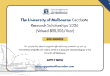 University of Melbourne Graduate Research Scholarships 2026 (Valued $38,500/Year) Melbourne Graduate Research Scholarships 2026