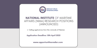 National Institute of Maritime Affairs (NIMA) Research Positions