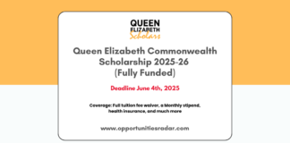 Queen Elizabeth Commonwealth Scholarship 2025