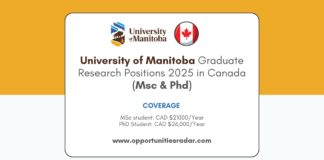 University of Manitoba Graduate Research Positions 2025
