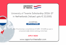 University of Twente Scholarship 2026