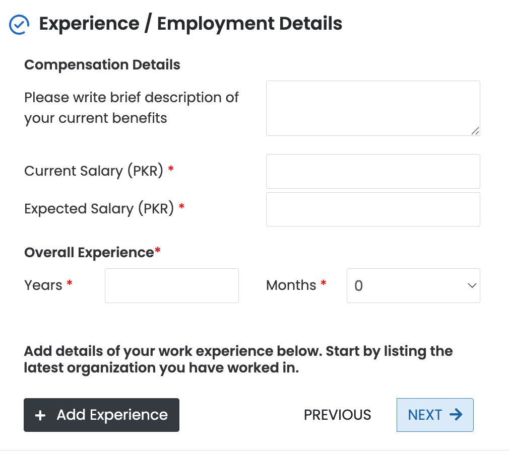 experience section