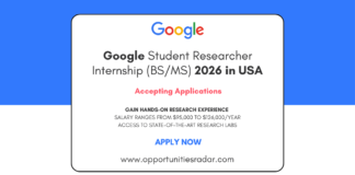 Google Student Researcher Internship (BS:MS) 2026