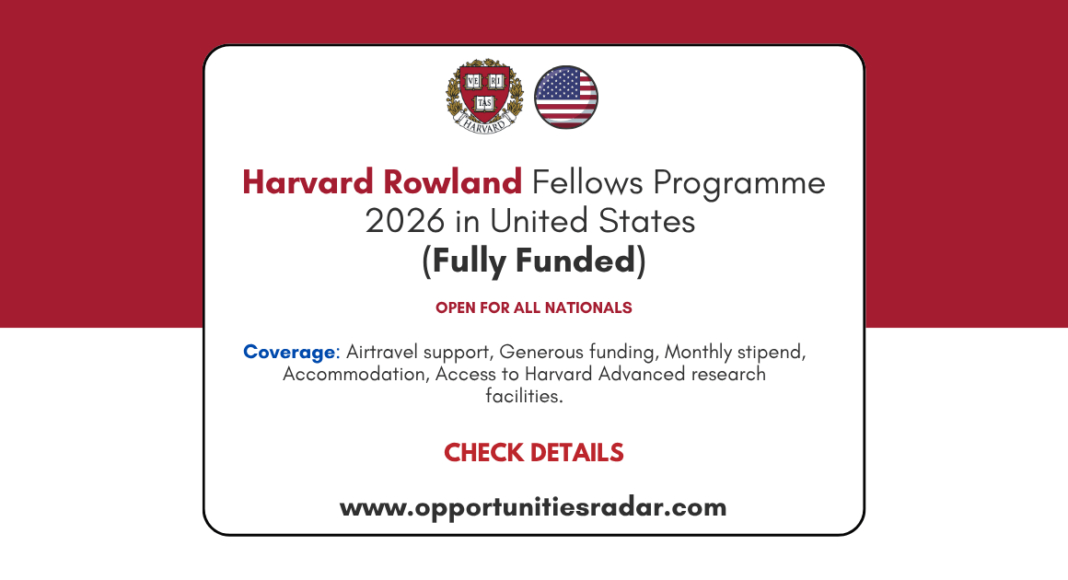 Harvard Rowland Fellowship 2026
