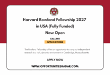 Harvard Rowland Fellowship 2027 in USA (Fully Funded) Harvard Rowland Fellowship 2027 in USA