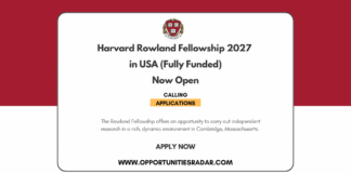 Harvard Rowland Fellowship 2027 in USA