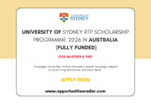 University of Sydney RTP Scholarship 2026