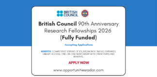 British Council 90th Anniversary Research Fellowships 2026