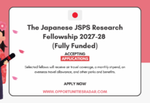 Japanese JSPS Research Fellowship 2027-28 (Fully Funded) Japanese JSPS Research Fellowship 2027