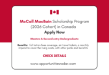 McCall MacBain Scholarship 2026