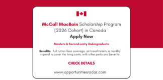 McCall MacBain Scholarship 2026