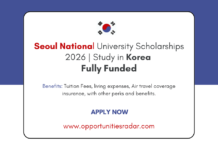 Seoul National University Scholarships 2026