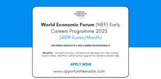 World Economic Forum (WEF) Early Careers Program 2025