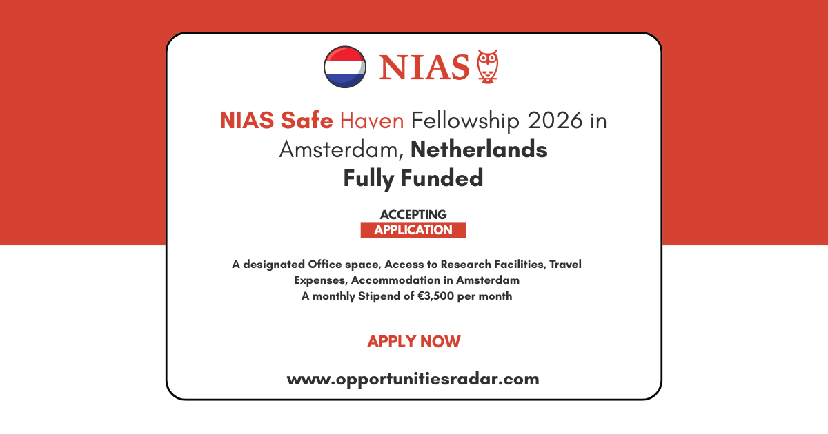 NIAS Safe Haven Fellowship 2026 In Amsterdam Netherlands
