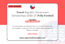 Czech Republic Government Scholarships