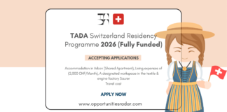 TADA Switzerland Residency Programme 2026