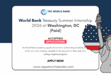 World Bank Treasury Summer Internship 2026