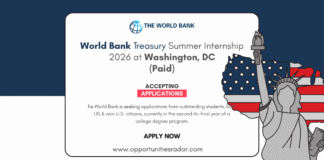 World Bank Treasury Summer Internship 2026
