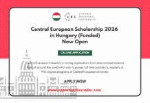 Central European Scholarship 2026 in Hungary (Funded) Central European Scholarship 2026