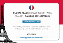 Global Peace Summit 2026 in Paris, France:  Calling Applications Global Peace Summit 2026 in Paris