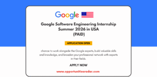 Google Software Engineering Internship Summer 2026